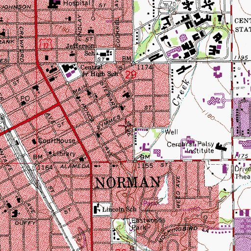 Topographic Map of Community Missionary Baptist Church, OK