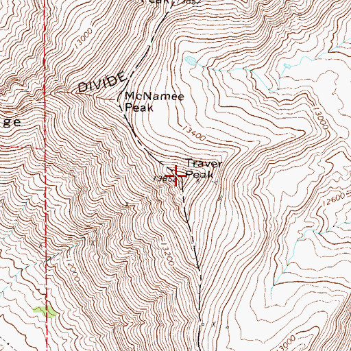 Topographic Map of Traver Peak, CO