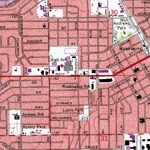Topographic Map of First Church of the Nazarene, OK