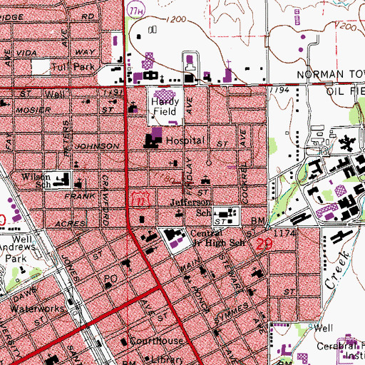 Topographic Map of First Free Will Baptist Church, OK