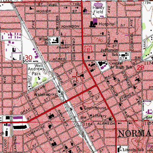 Topographic Map of Followers of Christ Church, OK
