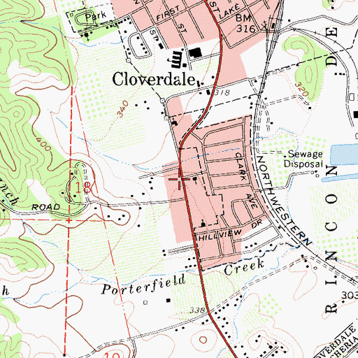 Topographic Map of Cloverdale Neighborhood Church, CA