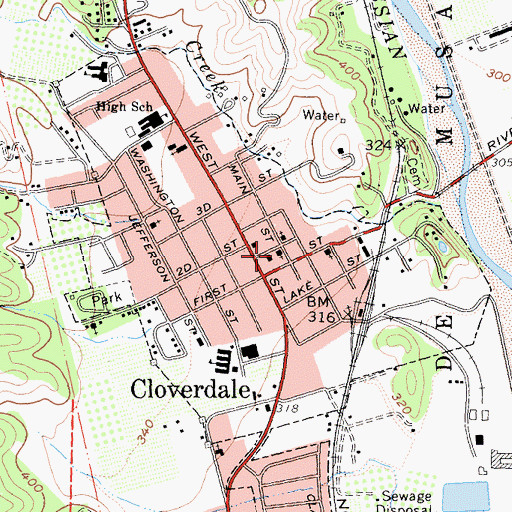 Topographic Map of Saint Peters Catholic Church, CA