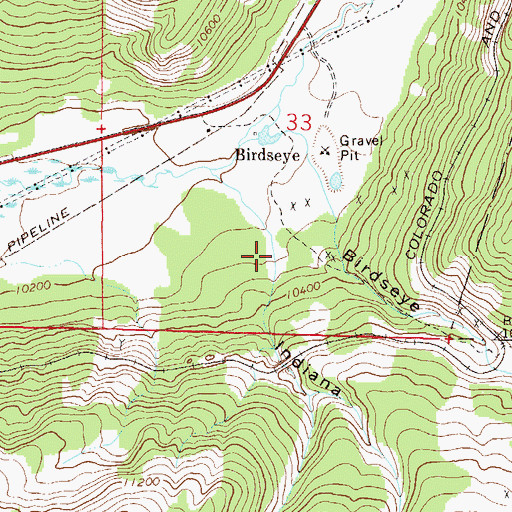 Topographic Map of Indiana Gulch, CO