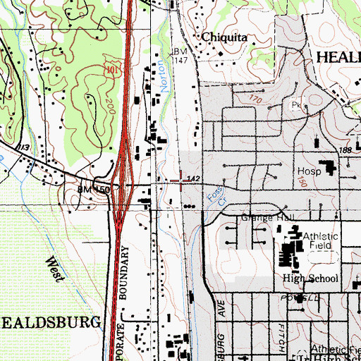 Topographic Map of Dry Creek Shopping Center, CA