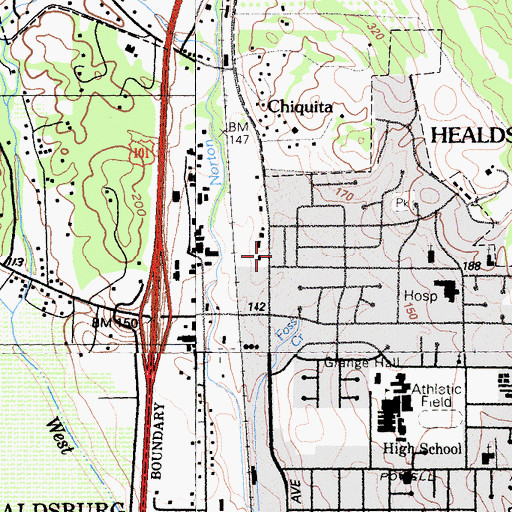 Topographic Map of Foss Creek Elementary School, CA