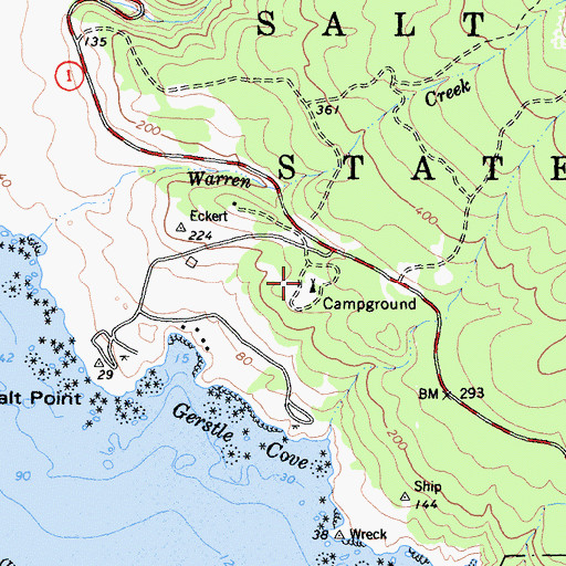 Topographic Map of Moonrock Campground, CA