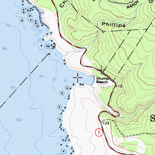 Topographic Map of Stump Beach Cove, CA