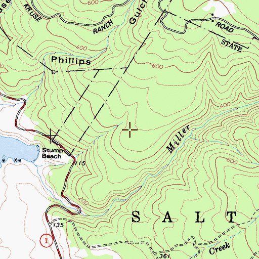 Topographic Map of Stump Beach Trail, CA