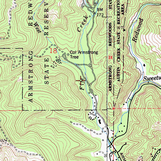 Topographic Map of Armstrong Nature Trail, CA