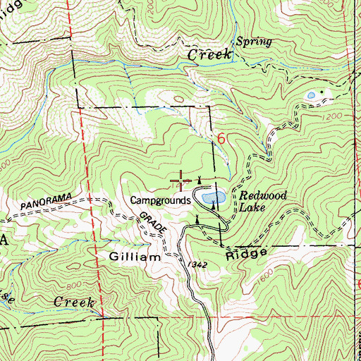 Topographic Map of Bullfrog Pond Campground, CA