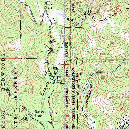 Topographic Map of East Ridge Trail, CA
