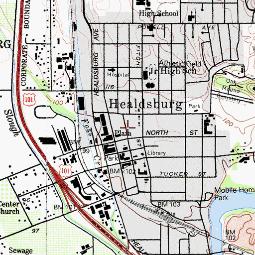 Topographic Map of First Baptist Church, CA