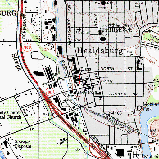 Topographic Map of First Christian Church, CA