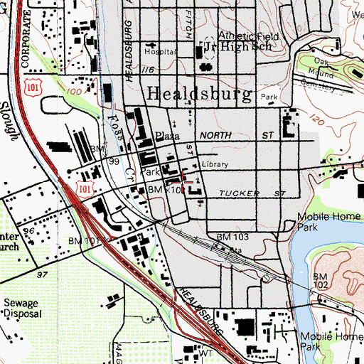 Topographic Map of First Presbyterian Church (historical), CA