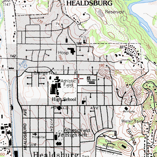 Topographic Map of Healdsburg Elementary School - Fitch Mountain Campus, CA