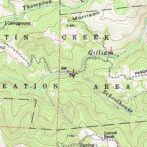 Topographic Map of Gilliam Creek Trail, CA