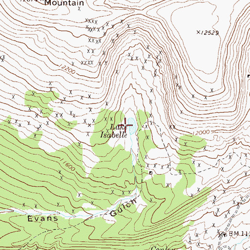 Topographic Map of Lake Isabelle, CO
