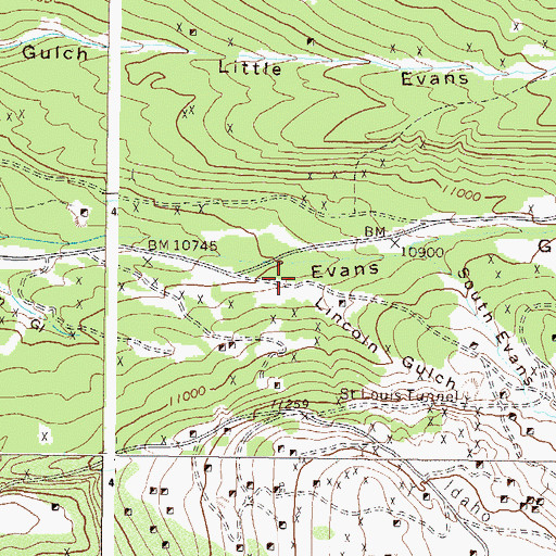 Topographic Map of Lincoln Gulch, CO