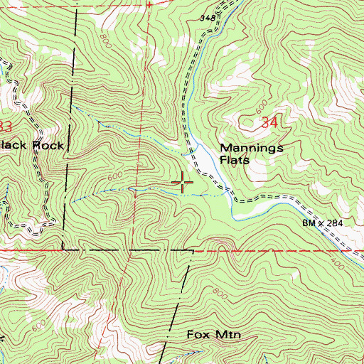 Topographic Map of Mannings Flat Trail Camps, CA