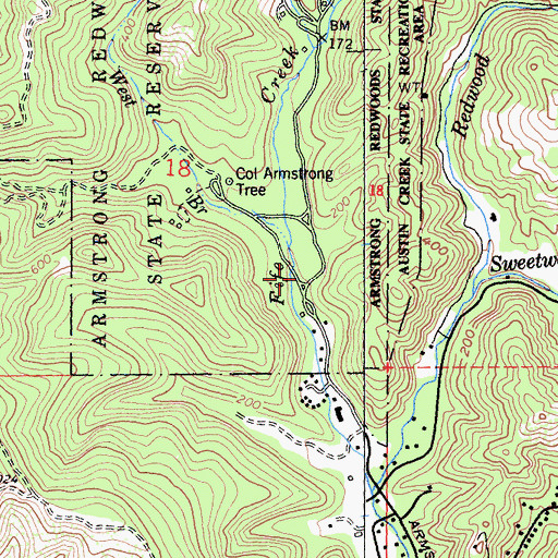 Topographic Map of Parson Jones Tree, CA