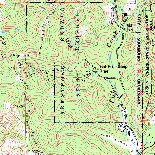 Topographic Map of Redwood Forest Theater, CA