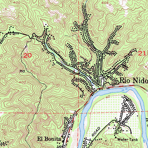 Topographic Map of Rio Nido Post Office, CA