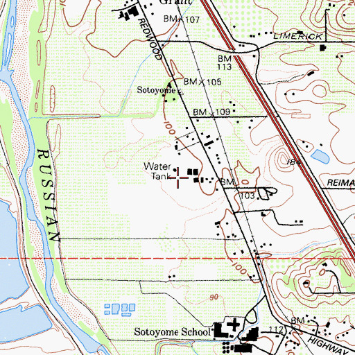 Topographic Map of Rodney Strong Vineyards, CA