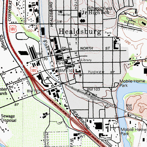 Topographic Map of Saint Johns Catholic School, CA