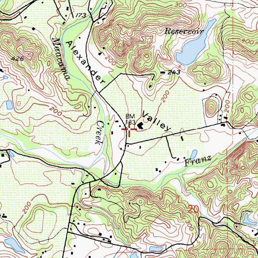 Topographic Map of Stephen Zellerbach Vineyards, CA