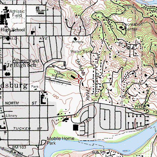 Topographic Map of Tayman Park Municipal Golf Course, CA