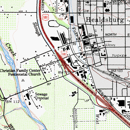Topographic Map of Vineyard Plaza Shopping Center, CA