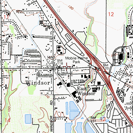 Topographic Map of Windsor Community United Methodist Church, CA