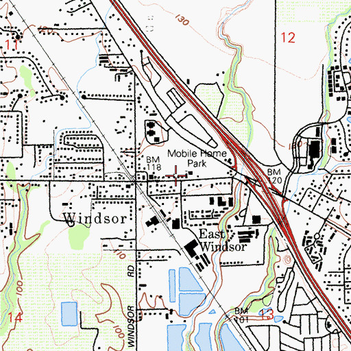 Topographic Map of Windsor Town Hall, CA
