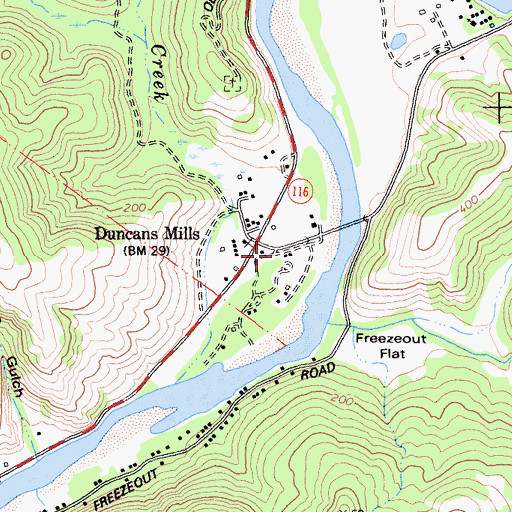 Topographic Map of Duncans Mills Post Office, CA