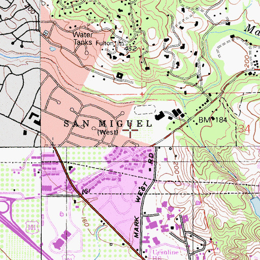 Topographic Map of John B Riebli Elementary School, CA