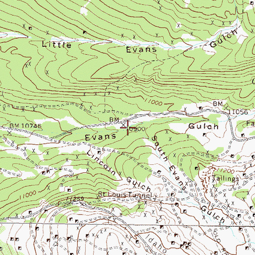 Topographic Map of South Evans Gulch, CO