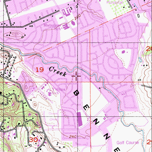 Topographic Map of Bennett Valley Baptist Church, CA