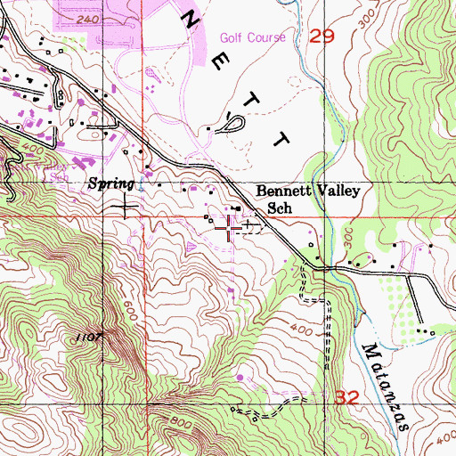 Topographic Map of Bennett Valley Cemetery, CA