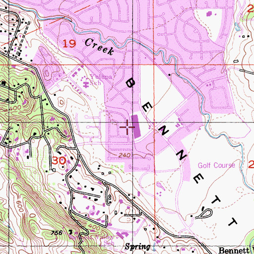Topographic Map of Bennett Valley Shopping Center, CA