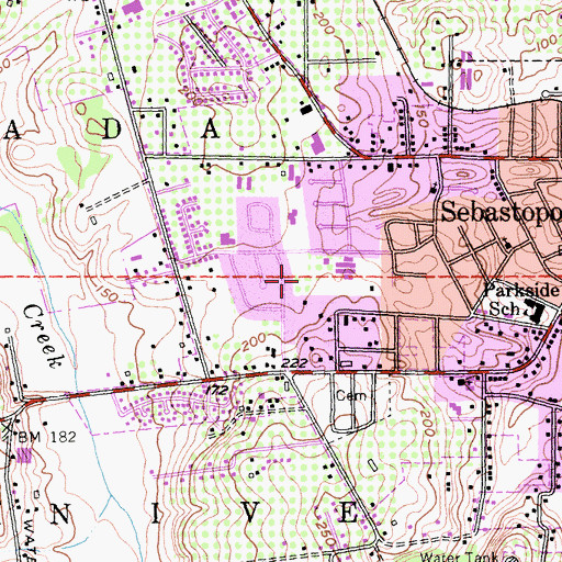 Topographic Map of Brook Haven Park, CA