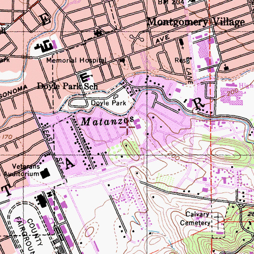 Topographic Map of Brook Hill Elementary School, CA