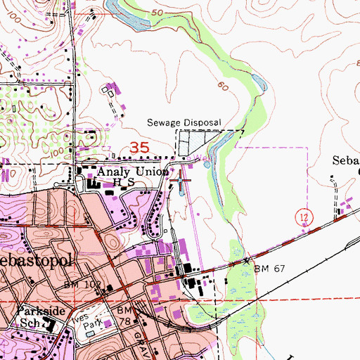 Topographic Map of Clahan Park, CA