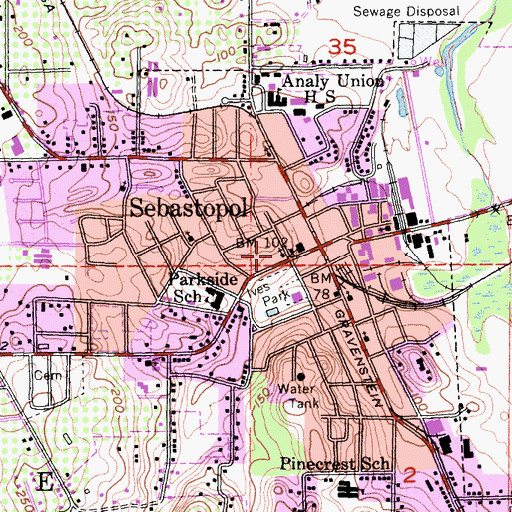 Topographic Map of First Church of Christ Scientist, CA