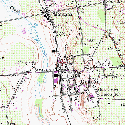 Topographic Map of First Baptist Church of Graton, CA