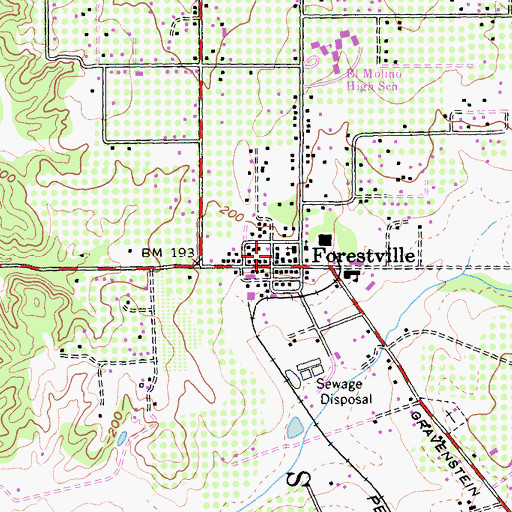 Topographic Map of Forestville Branch Sonoma County Library, CA