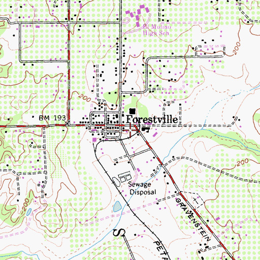 Topographic Map of Forestville Elementary School, CA