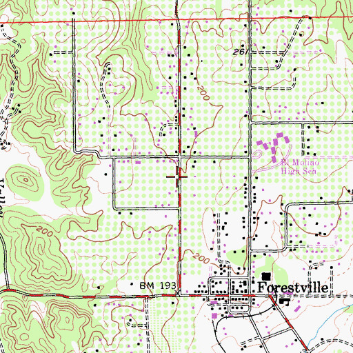 Topographic Map of Forestville Youth Park, CA