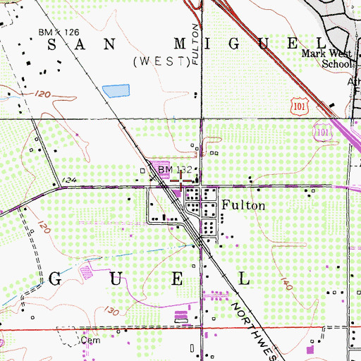 Topographic Map of Fulton Pentecostal Church, CA