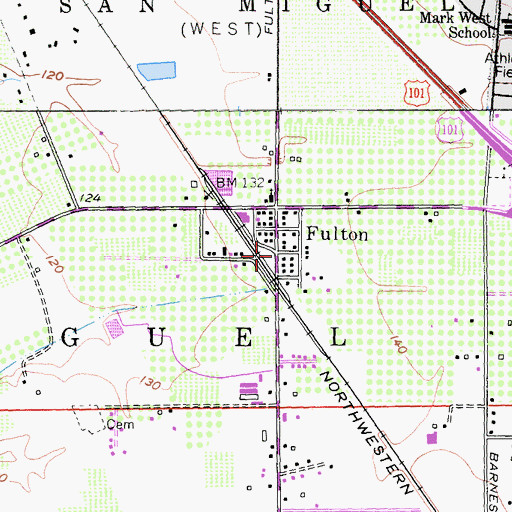 Topographic Map of Fulton Post Office, CA